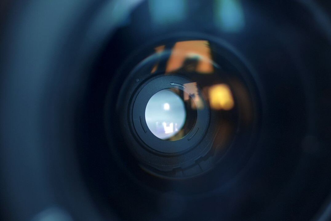 Close up of a professional broadcast television camera lens